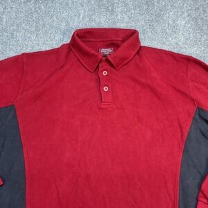 Pendleton Polo Shirt Mens 2XL Red Colorblock Long Sleeve Cotton Knit Casual
